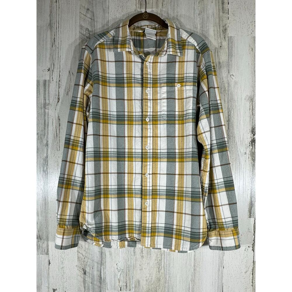 North Face Mens Hayden Pass 2.0 Shirt Size Medium Gray Yellow Plaid 100% Cotton
